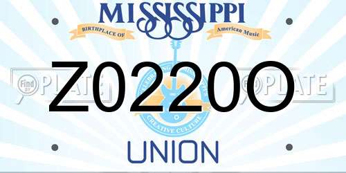 Z0220O Mississippi License Plate