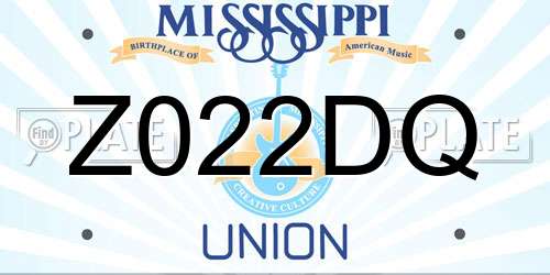 Z022DQ Mississippi License Plate