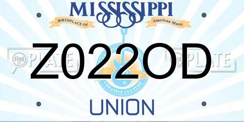 Z022OD Mississippi License Plate