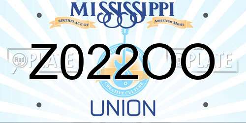 Z022OO Mississippi License Plate