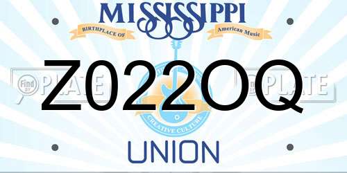 Z022OQ Mississippi License Plate
