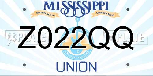 Z022QQ Mississippi License Plate