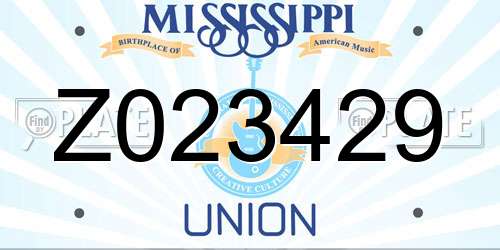 Z023429 Mississippi License Plate