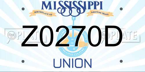 Z0270D Mississippi License Plate