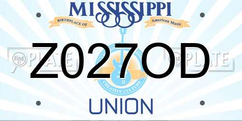 Z027OD Mississippi License Plate