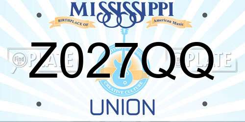 Z027QQ Mississippi License Plate