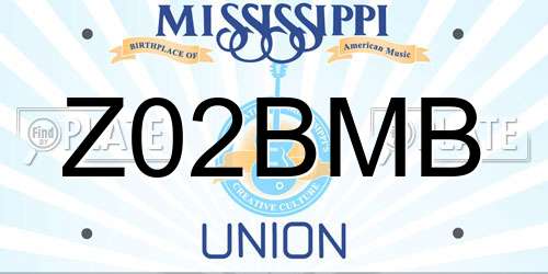 Z02BMB Mississippi License Plate