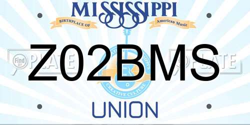 Z02BMS Mississippi License Plate