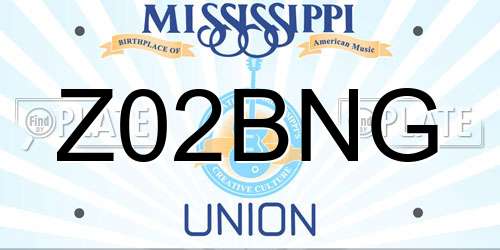 Z02BNG Mississippi License Plate