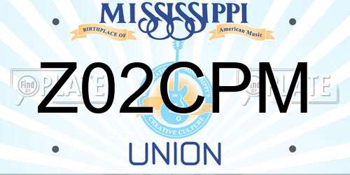 Z02CPM Mississippi License Plate