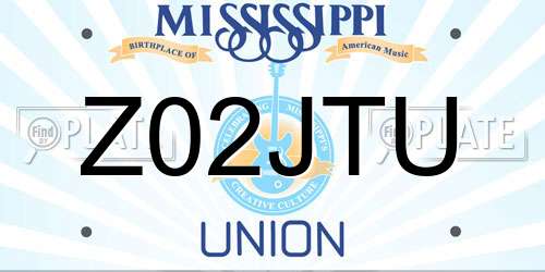 Z02JTU Mississippi License Plate