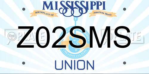 Z02SMS Mississippi License Plate