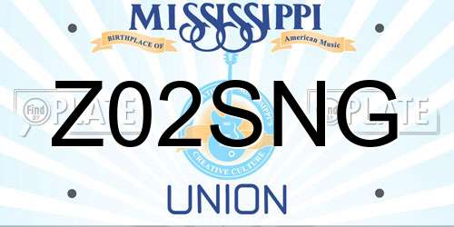 Z02SNG Mississippi License Plate