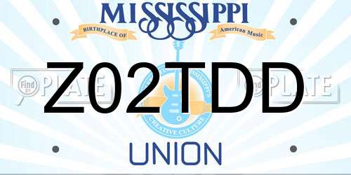 Z02TDD Mississippi License Plate