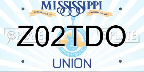 Z02TDO Mississippi License Plate