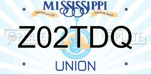 Z02TDQ Mississippi License Plate