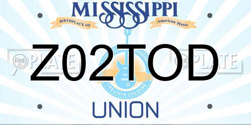 Z02TOD Mississippi License Plate