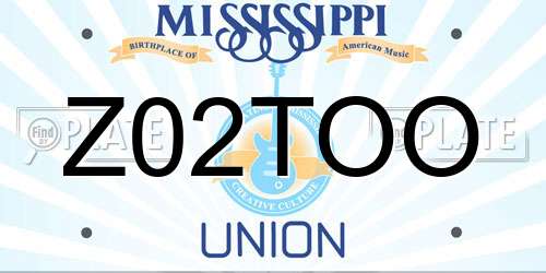 Z02TOO Mississippi License Plate