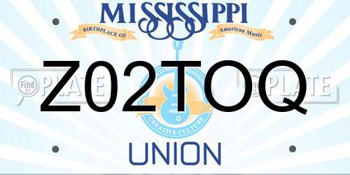 Z02TOQ Mississippi License Plate
