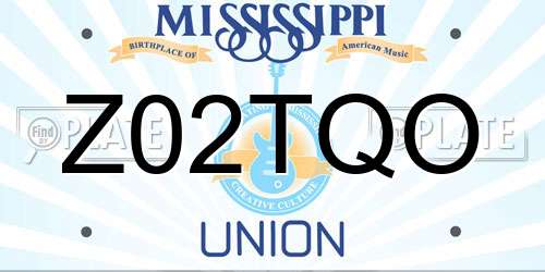 Z02TQO Mississippi License Plate