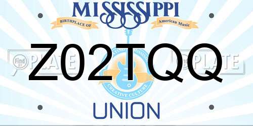 Z02TQQ Mississippi License Plate