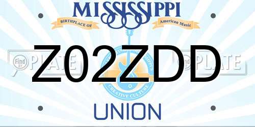 Z02ZDD Mississippi License Plate