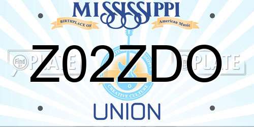 Z02ZDO Mississippi License Plate
