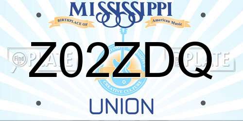 Z02ZDQ Mississippi License Plate