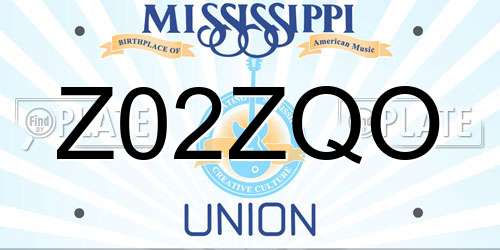 Z02ZQO Mississippi License Plate