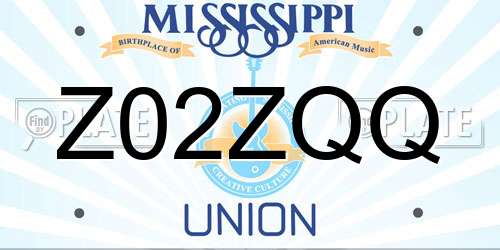 Z02ZQQ Mississippi License Plate