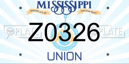Z0326 Mississippi License Plate