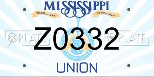 Z0332 Mississippi License Plate