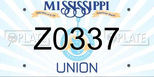 Z0337 Mississippi License Plate