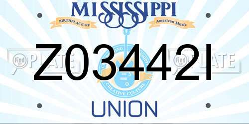Z03442I Mississippi License Plate