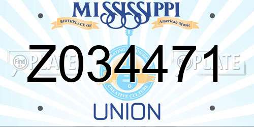 Z034471 Mississippi License Plate