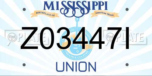 Z03447I Mississippi License Plate