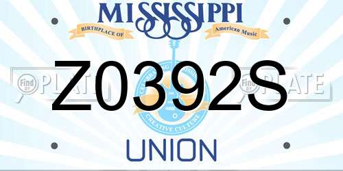 Z0392S Mississippi License Plate