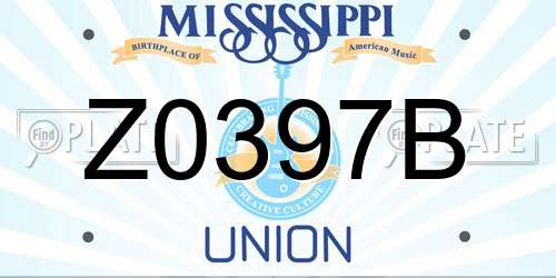 Z0397B Mississippi License Plate