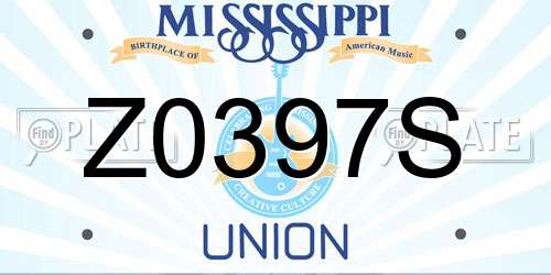 Z0397S Mississippi License Plate