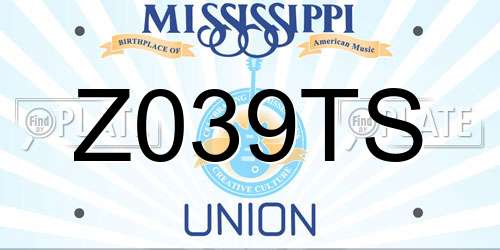 Z039TS Mississippi License Plate