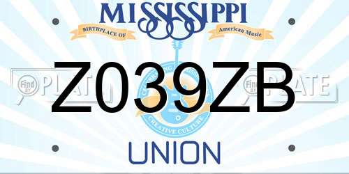 Z039ZB Mississippi License Plate
