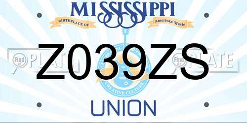 Z039ZS Mississippi License Plate
