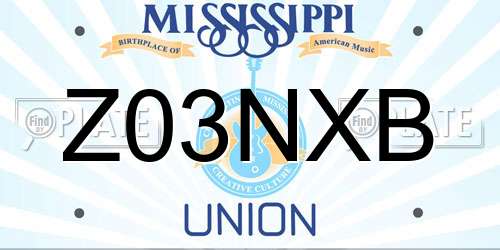 Z03NXB Mississippi License Plate