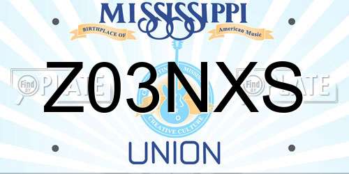 Z03NXS Mississippi License Plate