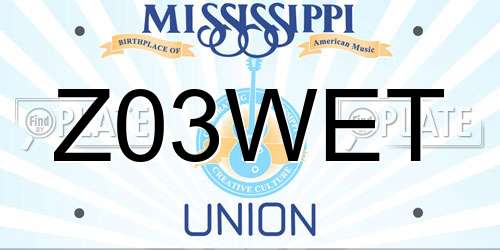 Z03WET Mississippi License Plate