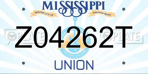 Z04262T Mississippi License Plate