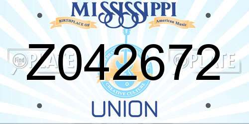 Z042672 Mississippi License Plate