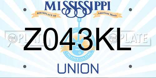 Z043KL Mississippi License Plate