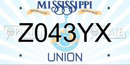 Z043YX Mississippi License Plate