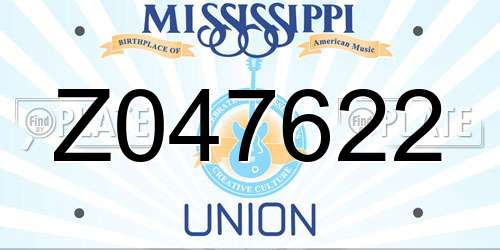 Z047622 Mississippi License Plate